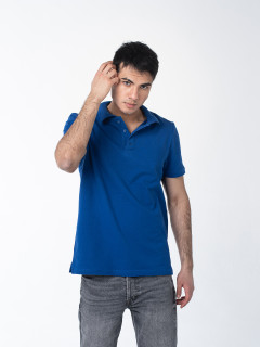 Синяя рубашка ПОЛО с эластаном мужская